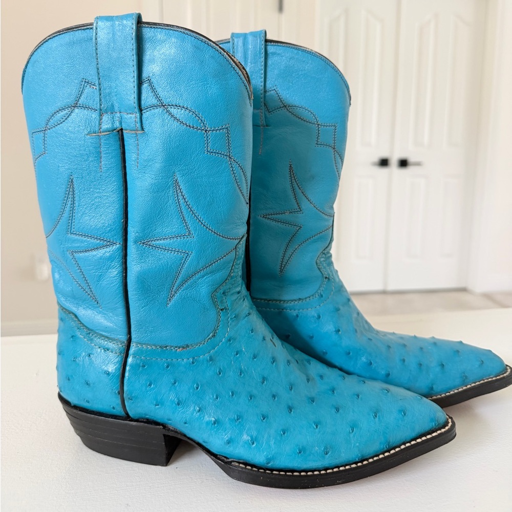 Turquoise Full Quill Ostrich Cowboy Boots – Vaquero San Antonio Fiesta Ready